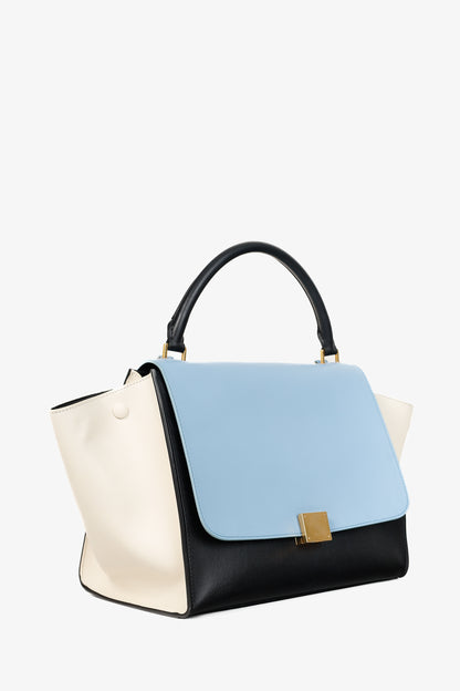 Celine Trapeze Smooth Calfskin Tri-Colour Blue Leather Bag