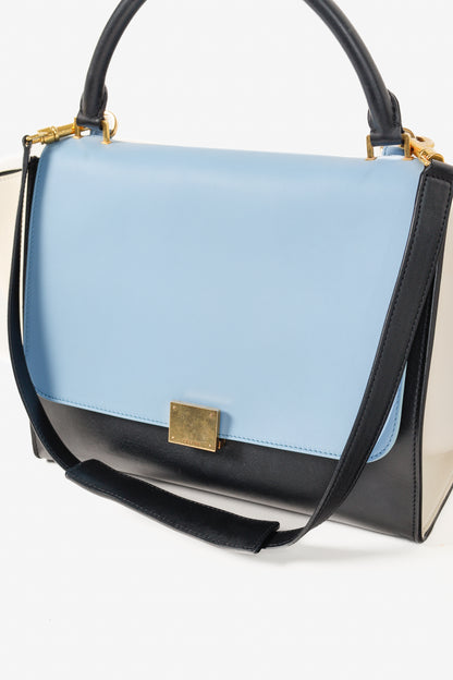 Celine Trapeze Smooth Calfskin Tri-Colour Blue Leather Bag