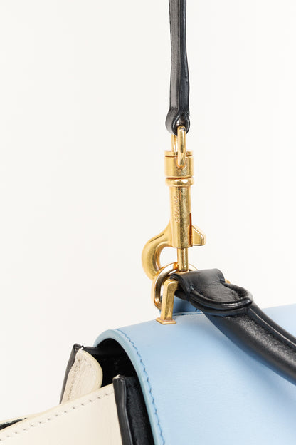 Celine Trapeze Smooth Calfskin Tri-Colour Blue Leather Bag