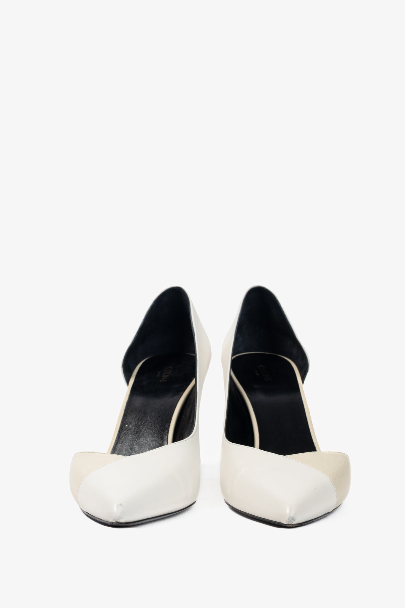 Celine Ivory & Beige Two-Tone Pointed-Toe D'Orsay Pumps