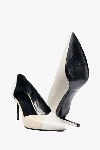Celine Ivory & Beige Two-Tone Pointed-Toe D'Orsay Pumps
