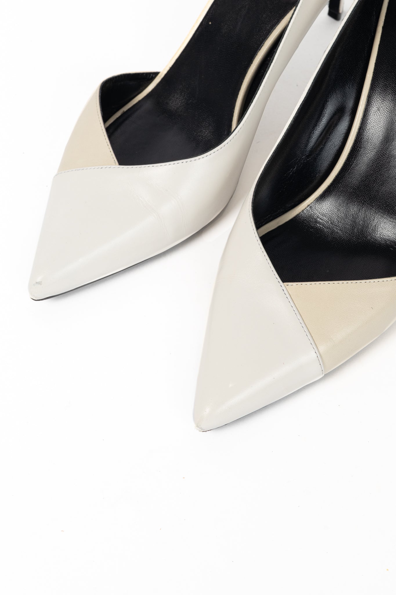 Celine Ivory & Beige Two-Tone Pointed-Toe D'Orsay Pumps
