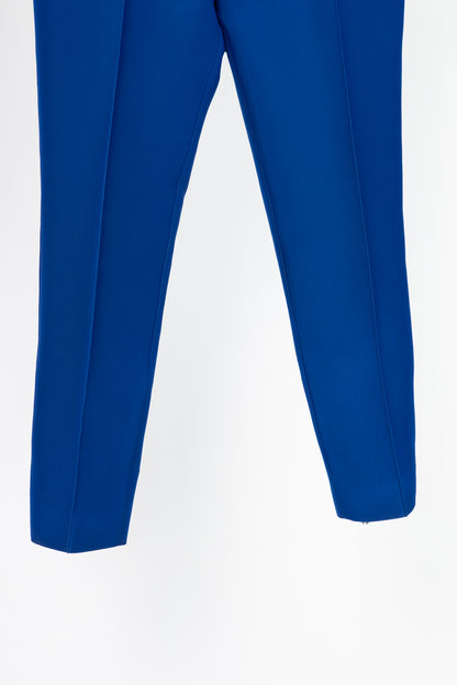 Celine PF11 Blue Viscose-Blend Tapered Crop Trousers
