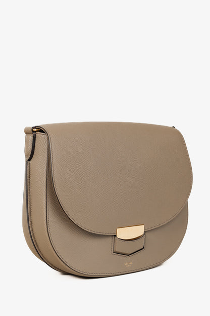Celine Medium Trotteur Taupe Grained Calfskin Crossbody
