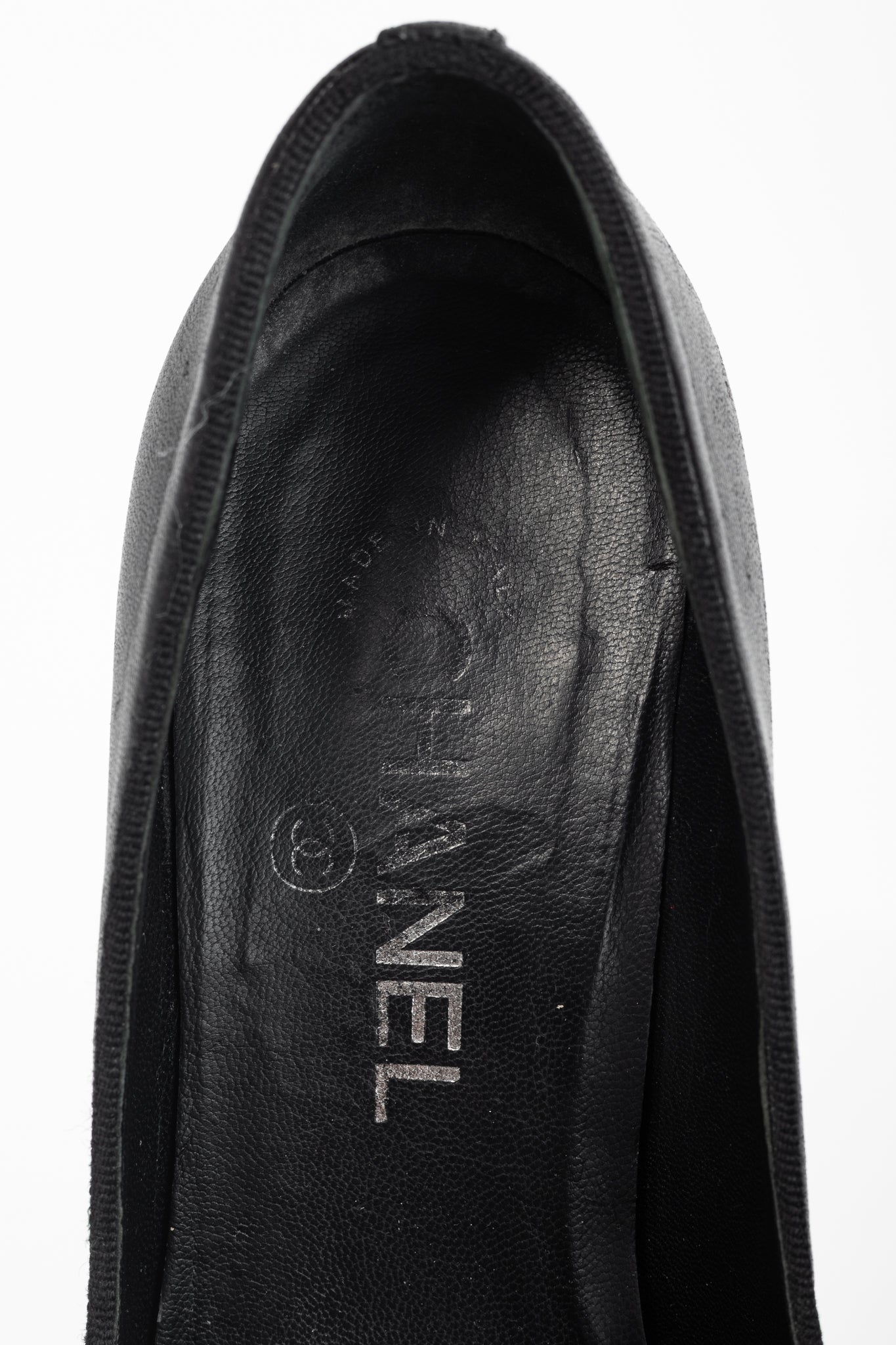 Chanel Black Leather CC-Cap-Toe Bow Pumps