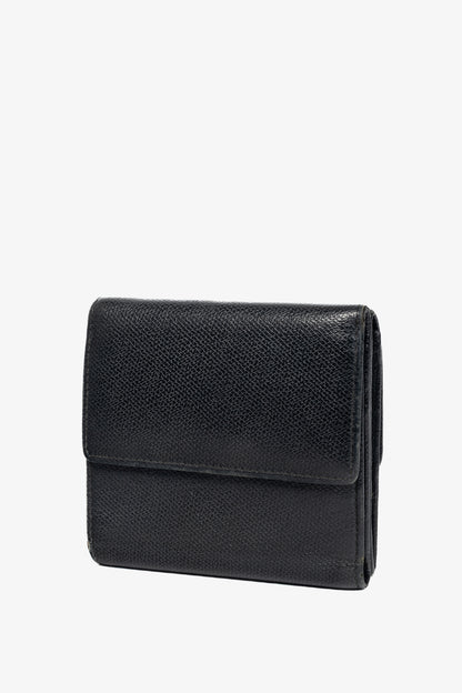 Chanel Black Leather Coco-Button Trifold Compact Wallet