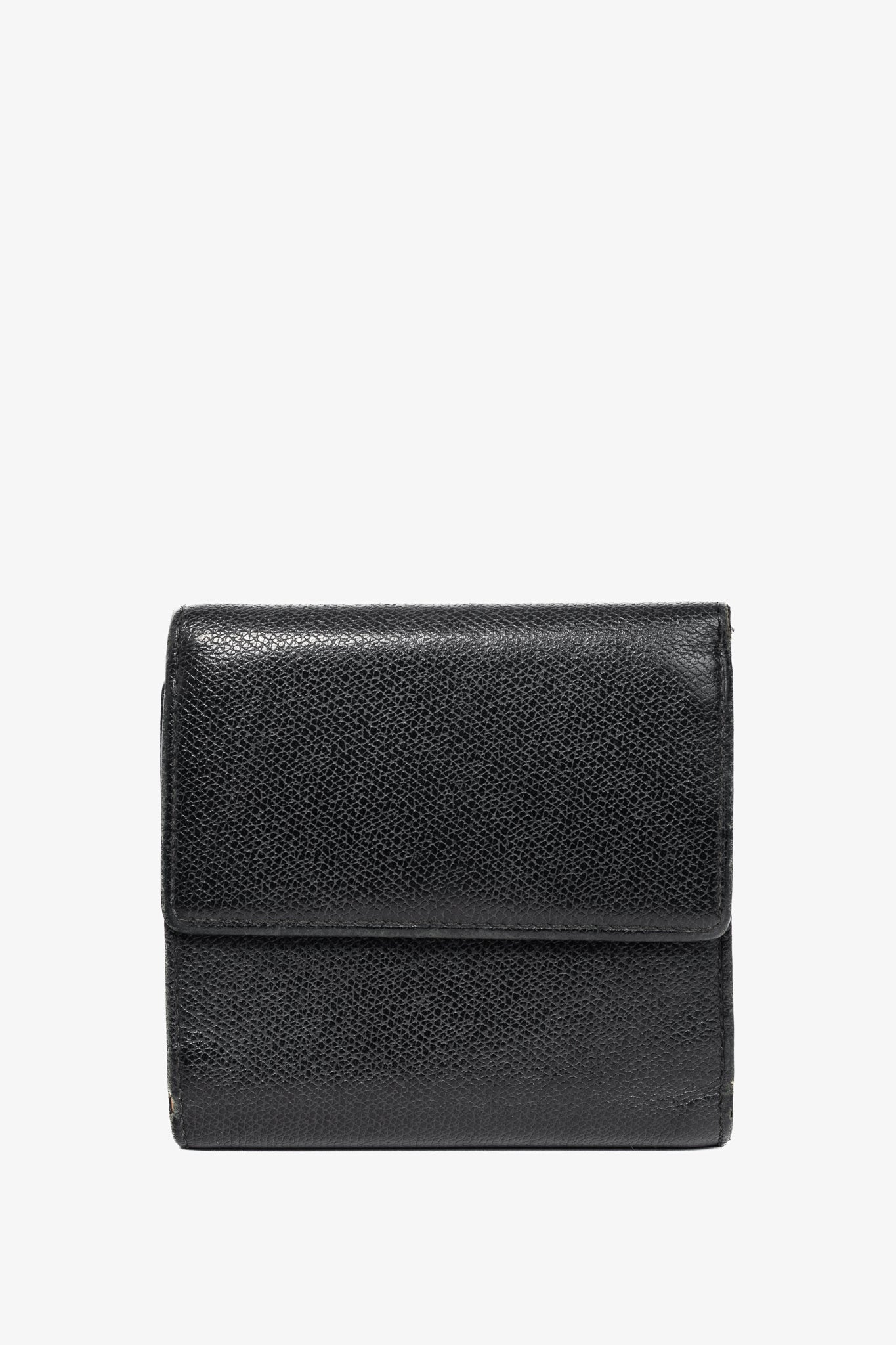 Chanel Black Leather Coco-Button Trifold Compact Wallet