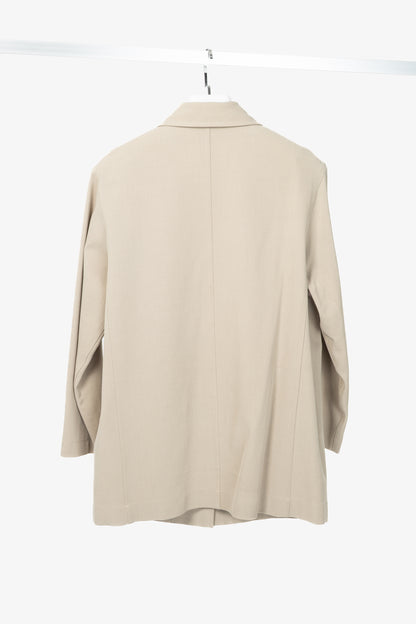 Chanel 98P Beige Wool & Cotton-Blend Twill Mac Coat