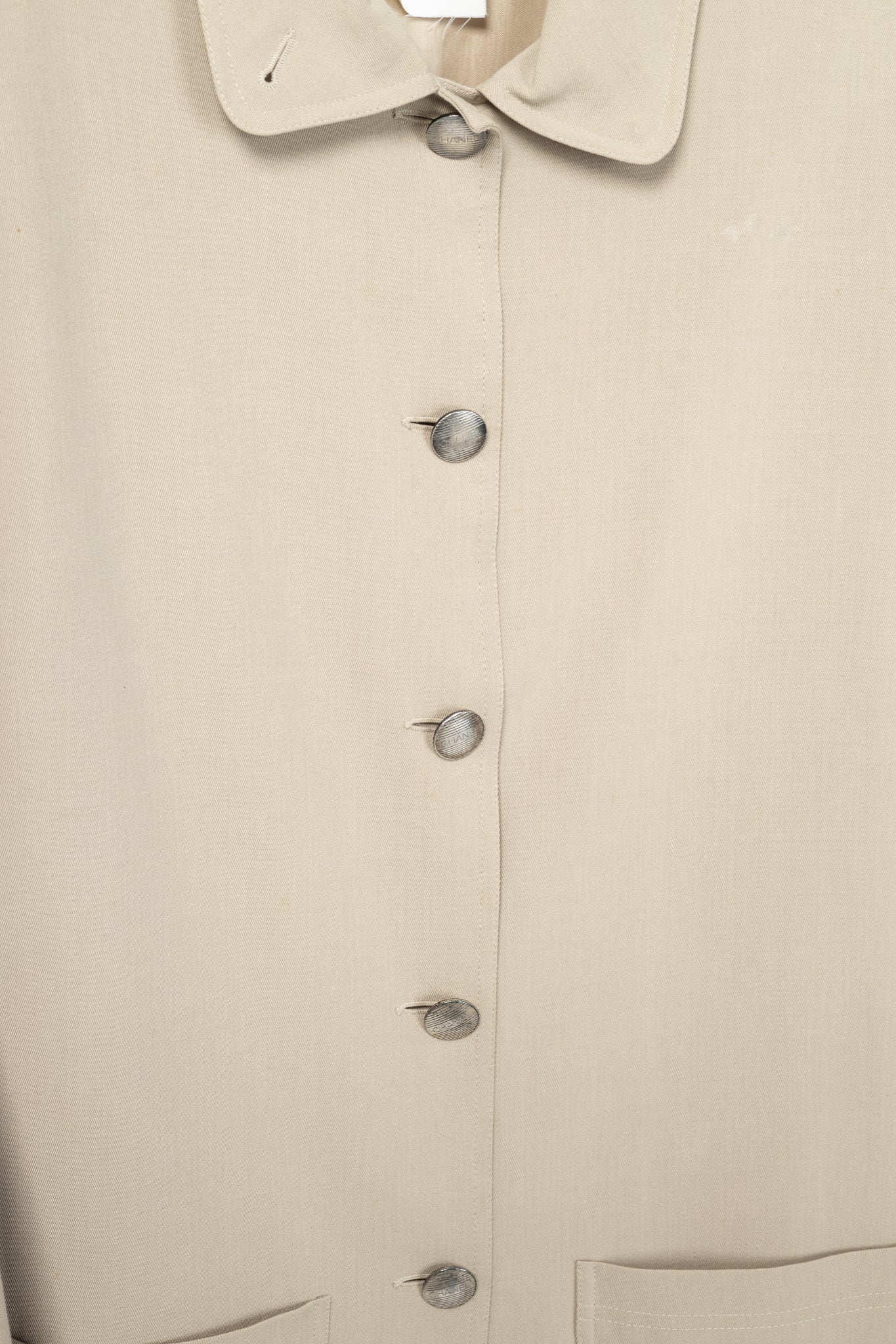 Chanel 98P Beige Wool & Cotton-Blend Twill Mac Coat