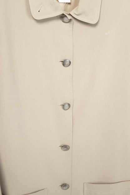 Chanel 98P Beige Wool & Cotton-Blend Twill Mac Coat