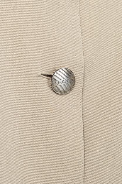 Chanel 98P Beige Wool & Cotton-Blend Twill Mac Coat