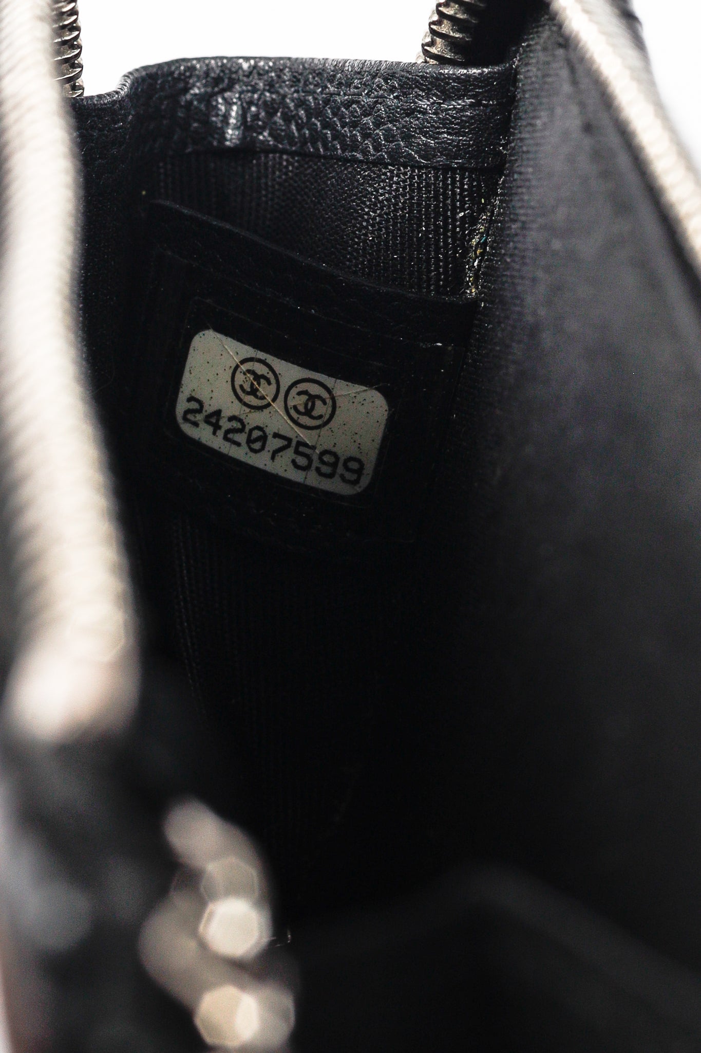 Chanel Black Caviar Leather Camellia-Embossed Key Holder