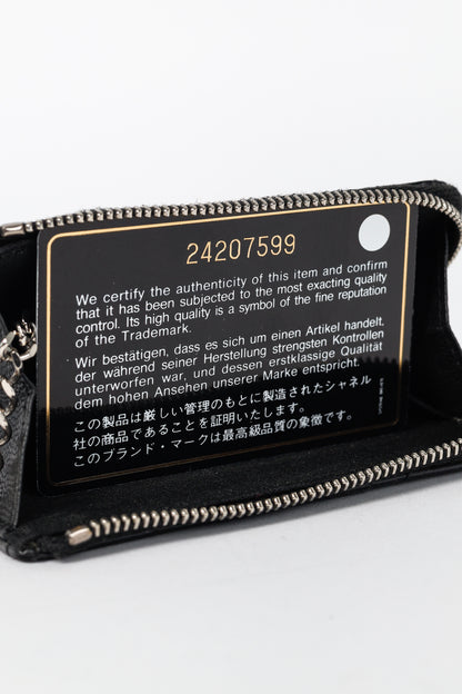 Chanel Black Caviar Leather Camellia-Embossed Key Holder