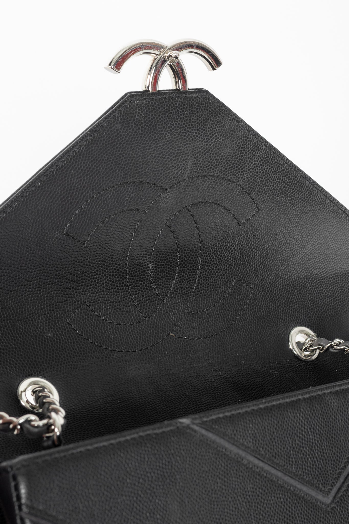 Chanel SS17 Black Caviar Large Chevron Flap Bag