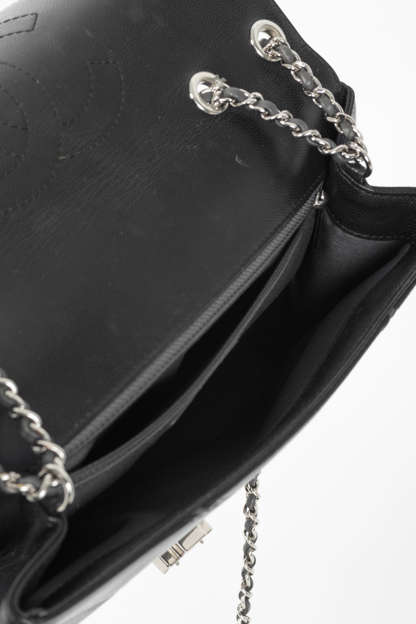 Chanel SS17 Black Caviar Large Chevron Flap Bag