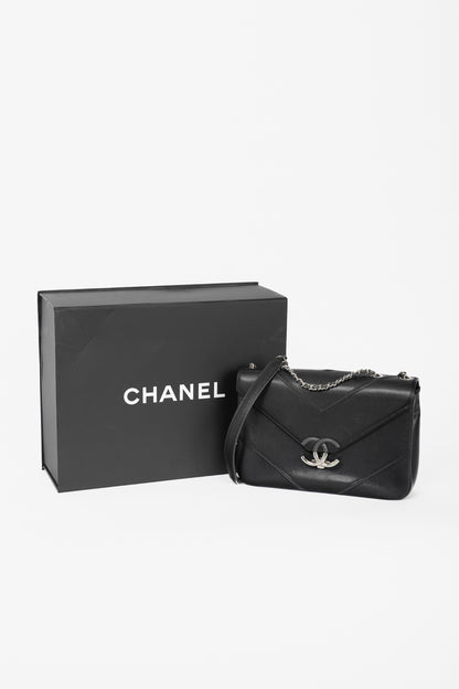 Chanel SS17 Black Caviar Large Chevron Flap Bag