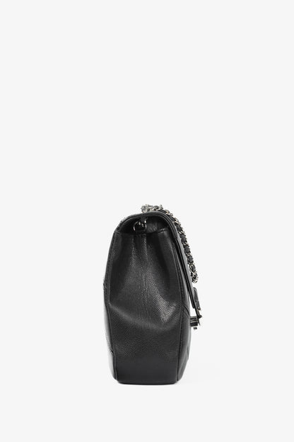 Chanel SS17 Black Caviar Large Chevron Flap Bag
