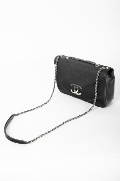 Chanel SS17 Black Caviar Large Chevron Flap Bag