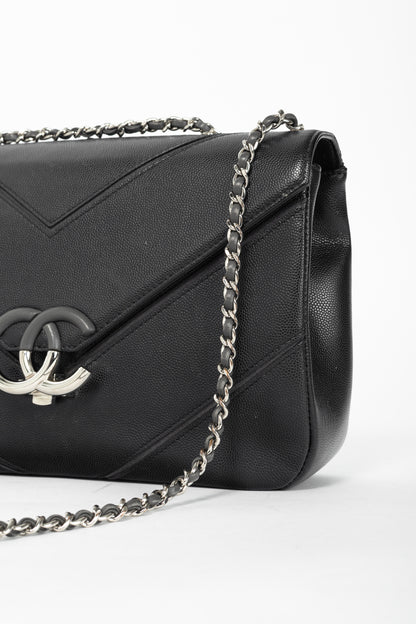 Chanel SS17 Black Caviar Large Chevron Flap Bag