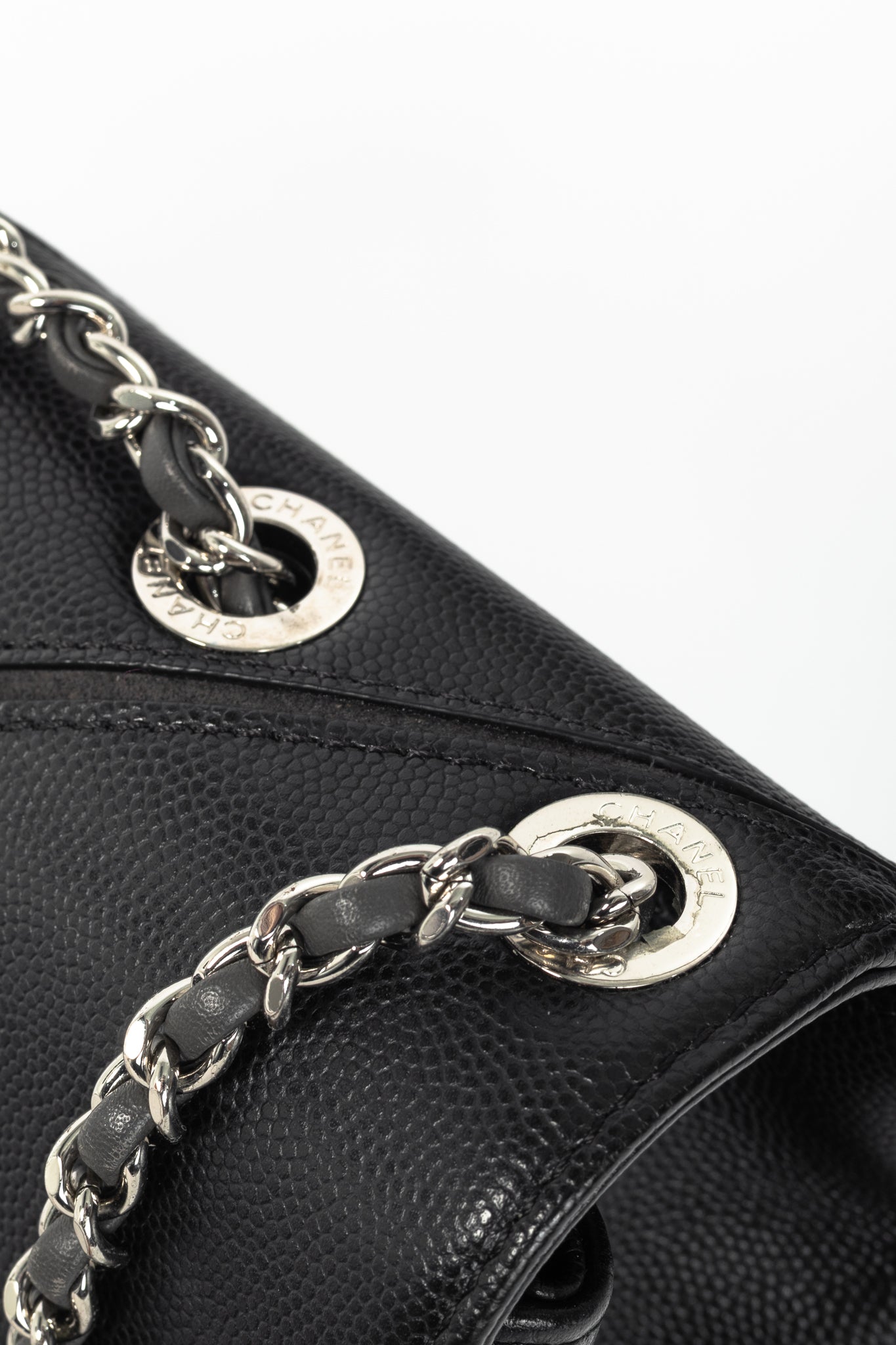 Chanel SS17 Black Caviar Large Chevron Flap Bag