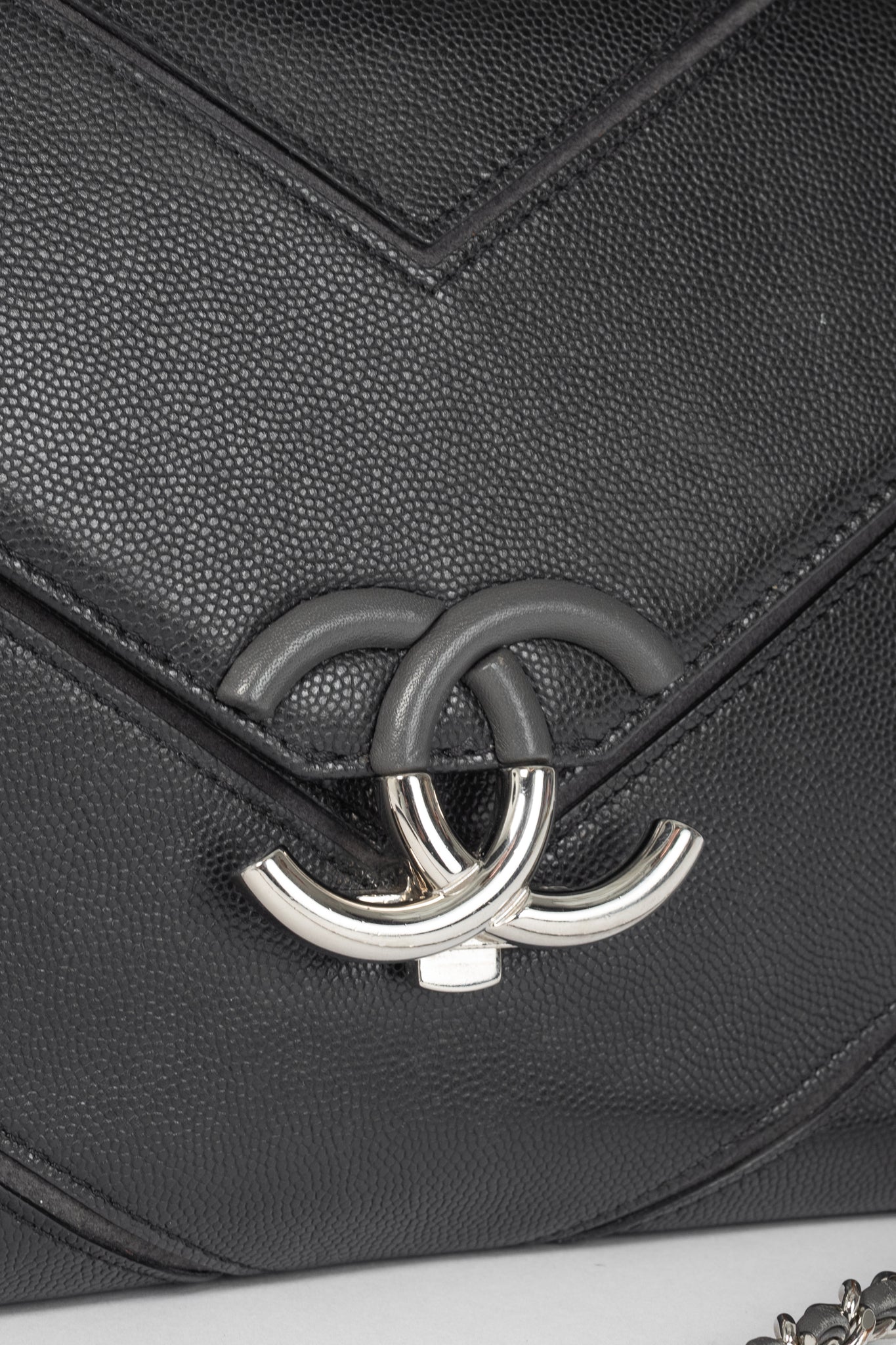 Chanel SS17 Black Caviar Large Chevron Flap Bag