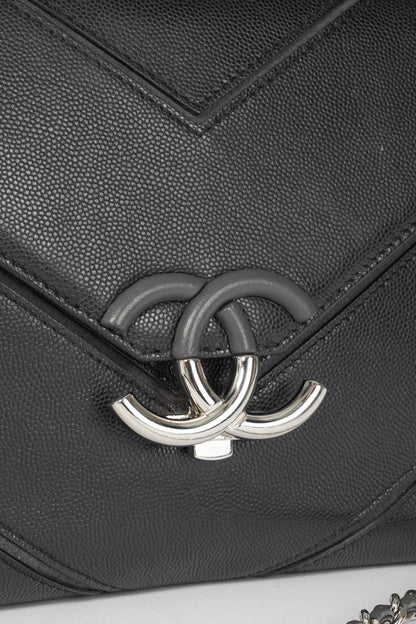 Chanel SS17 Black Caviar Large Chevron Flap Bag