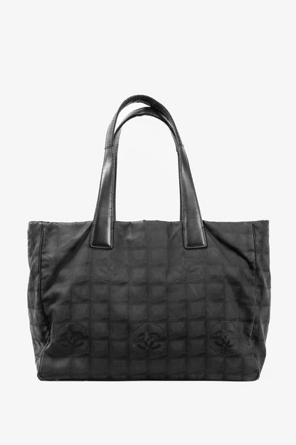 Chanel Travel Line Black Nylon CC-Jacquard Tote