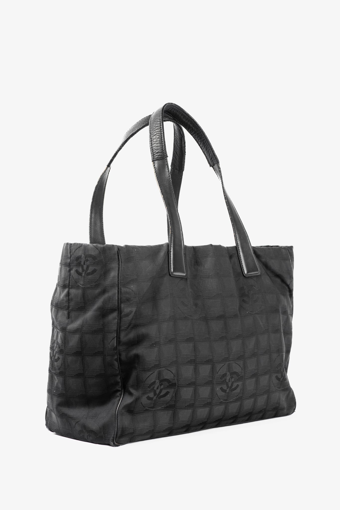 Chanel Travel Line Black Nylon CC-Jacquard Tote