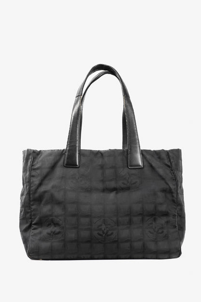 Chanel Travel Line Black Nylon CC-Jacquard Tote