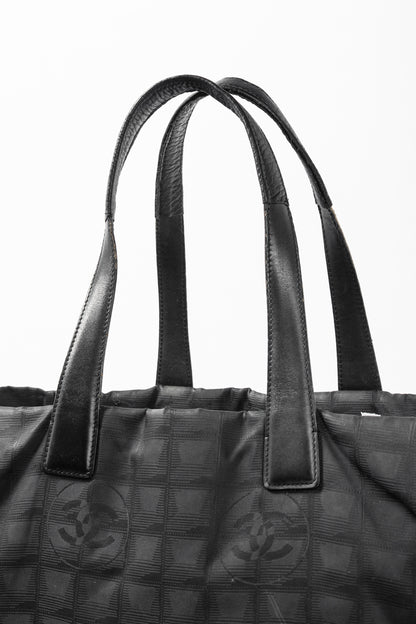 Chanel Travel Line Black Nylon CC-Jacquard Tote
