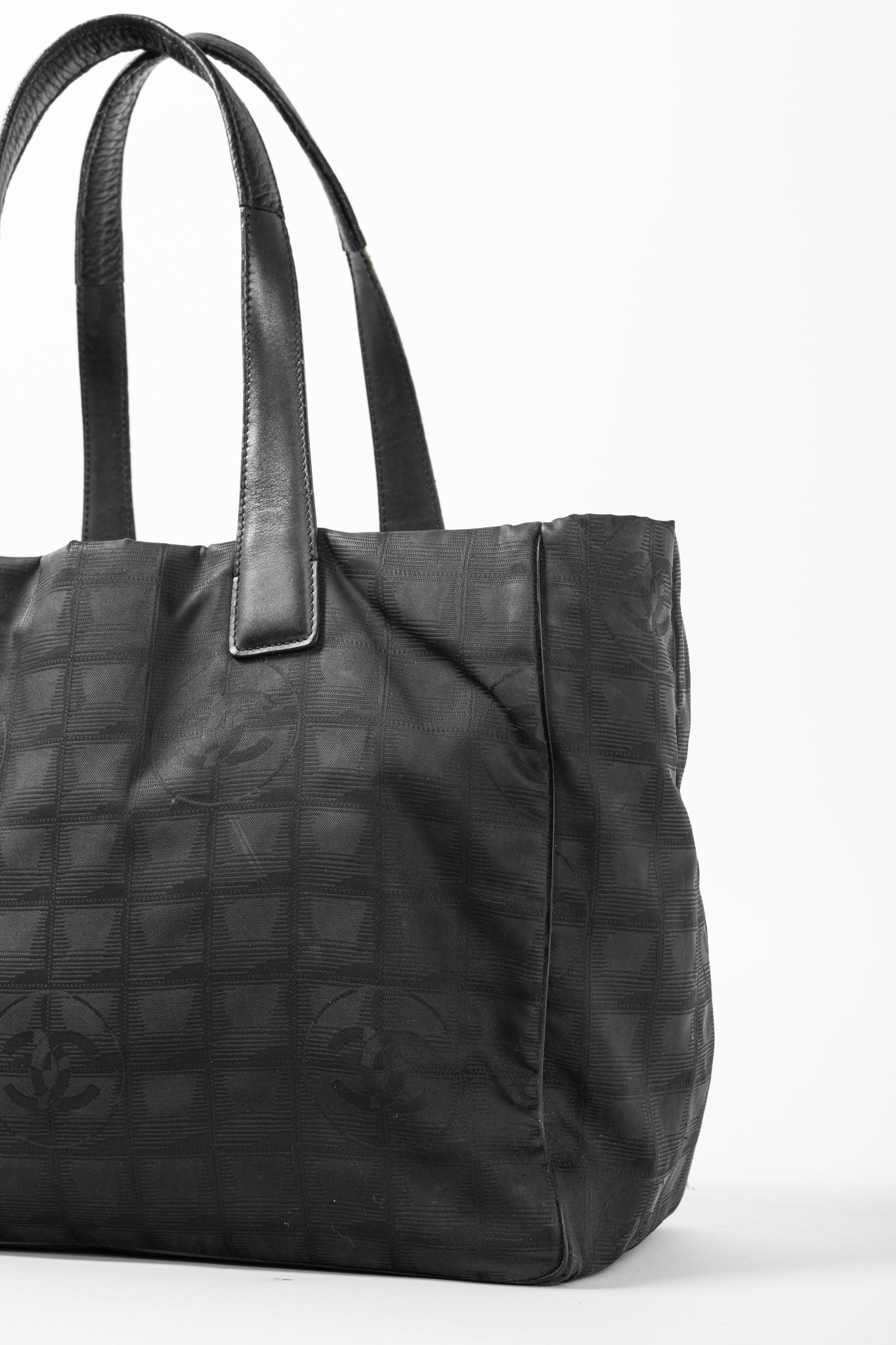 Chanel Travel Line Black Nylon CC-Jacquard Tote