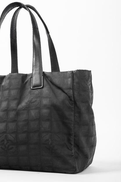 Chanel Travel Line Black Nylon CC-Jacquard Tote
