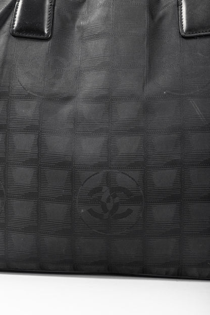 Chanel Travel Line Black Nylon CC-Jacquard Tote