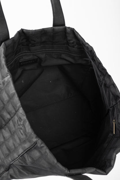 Chanel Travel Line Black Nylon CC-Jacquard Tote