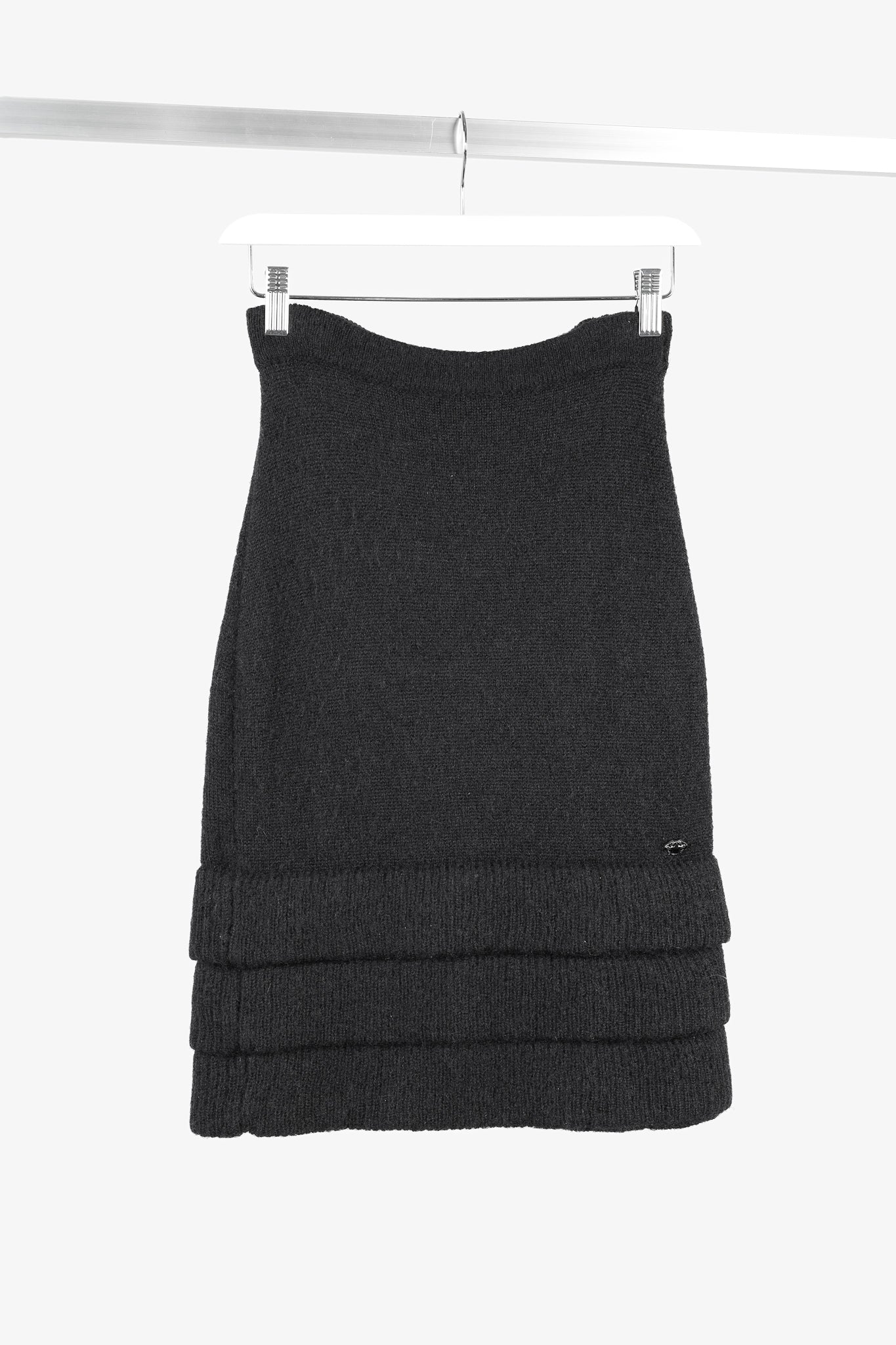 Chanel 09A Black Wool & Mohair Tiered-Hem Skirt