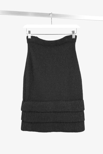 Chanel 09A Black Wool & Mohair Tiered-Hem Skirt