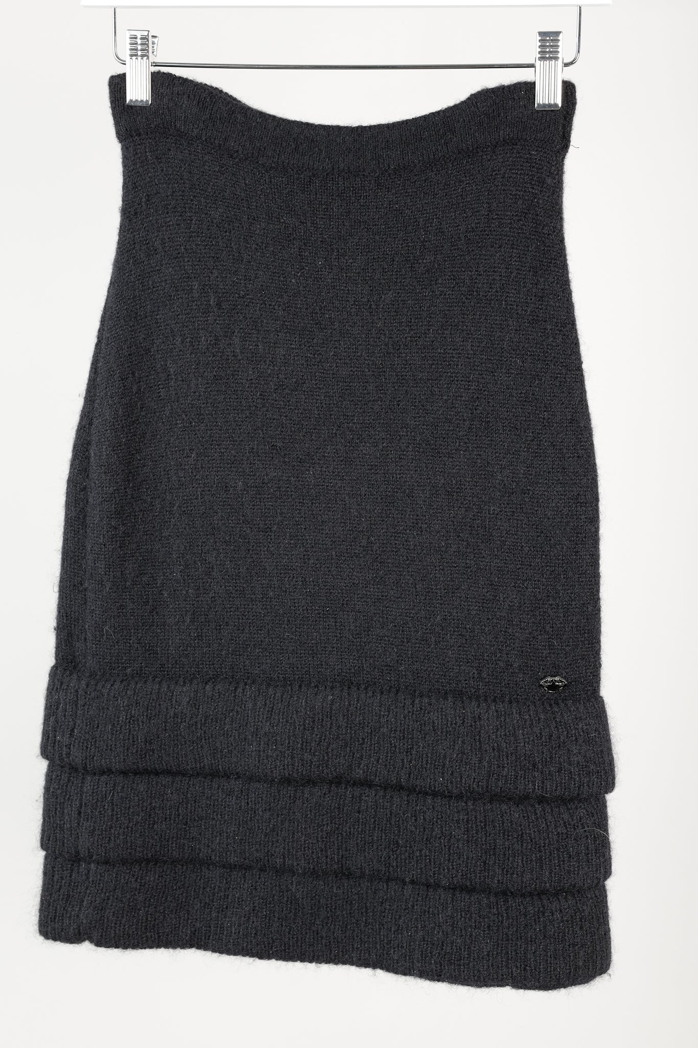 Chanel 09A Black Wool & Mohair Tiered-Hem Skirt