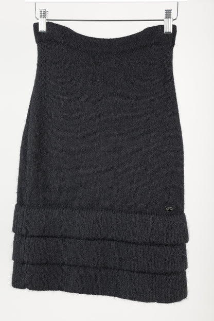 Chanel 09A Black Wool & Mohair Tiered-Hem Skirt