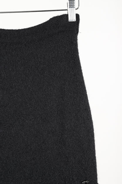 Chanel 09A Black Wool & Mohair Tiered-Hem Skirt