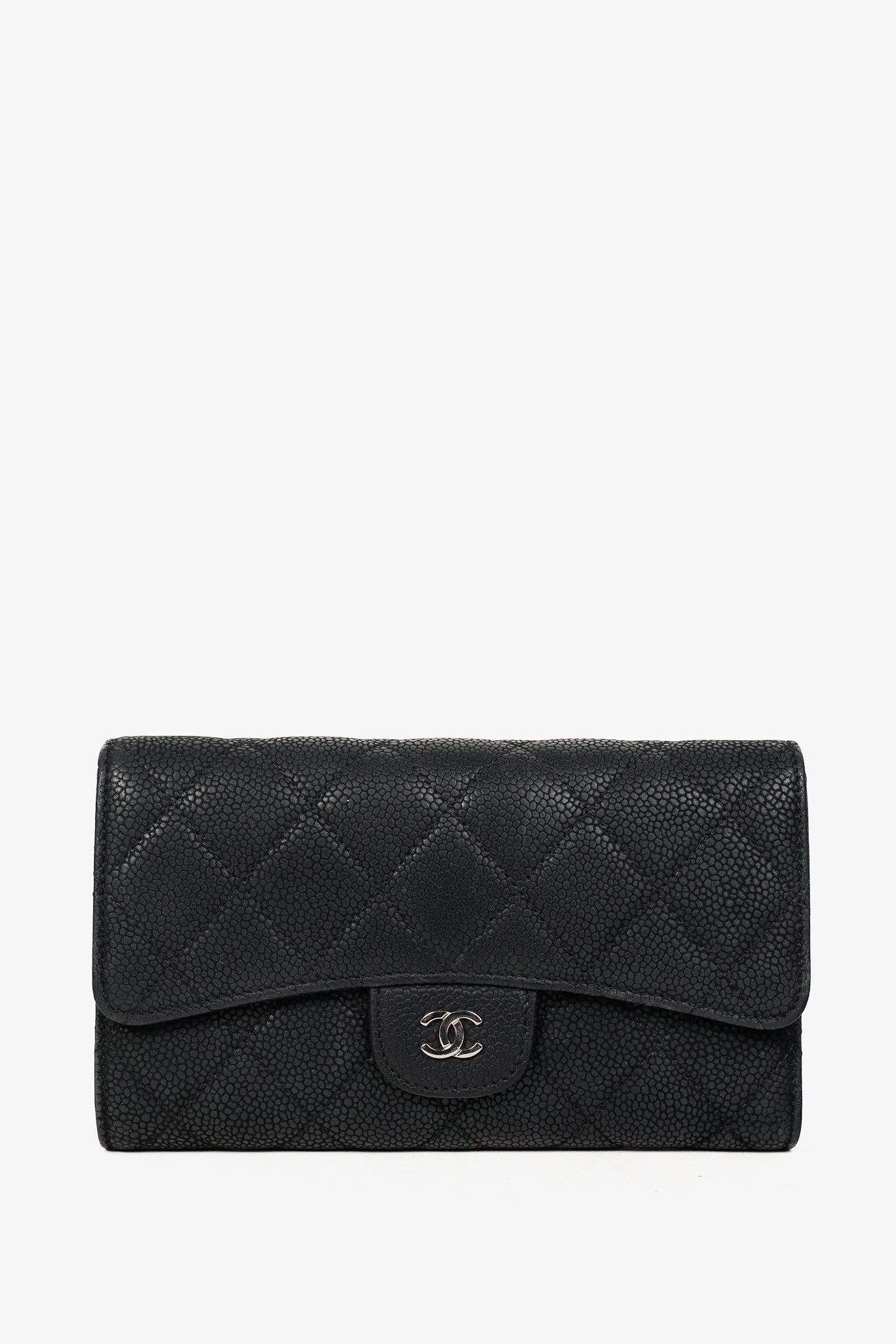 Chanel 13S Noir Caviar Classic Quilted Flap Portefeuille Wallet