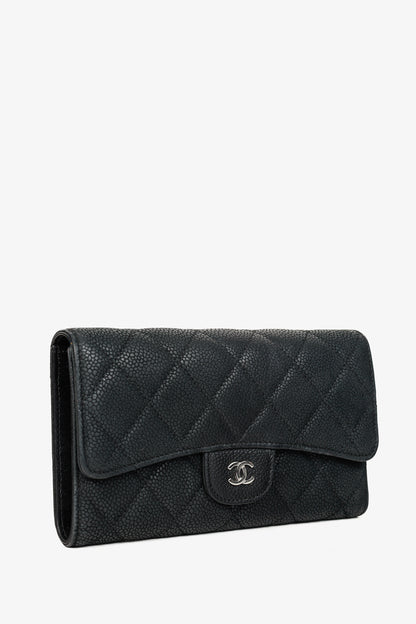 Chanel 13S Noir Caviar Classic Quilted Flap Portefeuille Wallet