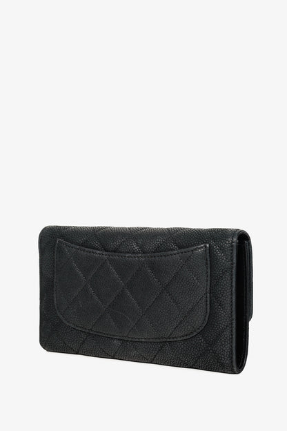 Chanel 13S Noir Caviar Classic Quilted Flap Portefeuille Wallet
