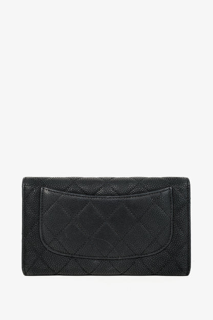 Chanel 13S Noir Caviar Classic Quilted Flap Portefeuille Wallet