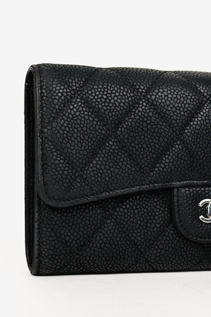 Chanel 13S Noir Caviar Classic Quilted Flap Portefeuille Wallet