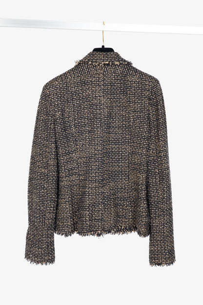 Chanel 03A Brown Wool-Blend Tweed Buttoned Blazer
