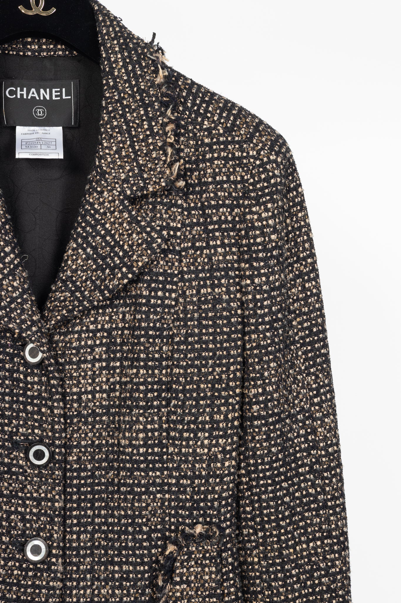 Chanel 03A Brown Wool-Blend Tweed Buttoned Blazer
