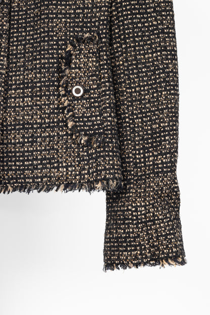 Chanel 03A Brown Wool-Blend Tweed Buttoned Blazer