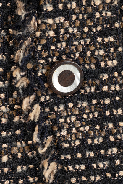 Chanel 03A Brown Wool-Blend Tweed Buttoned Blazer