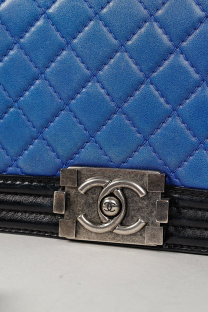 Chanel Medium Boy Blue Bicolour Quilted Flap Shoulder Bag