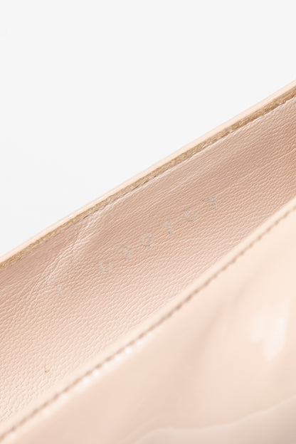 Chanel 16C Pink Patent Leather Pearl-Heel CC Loafers